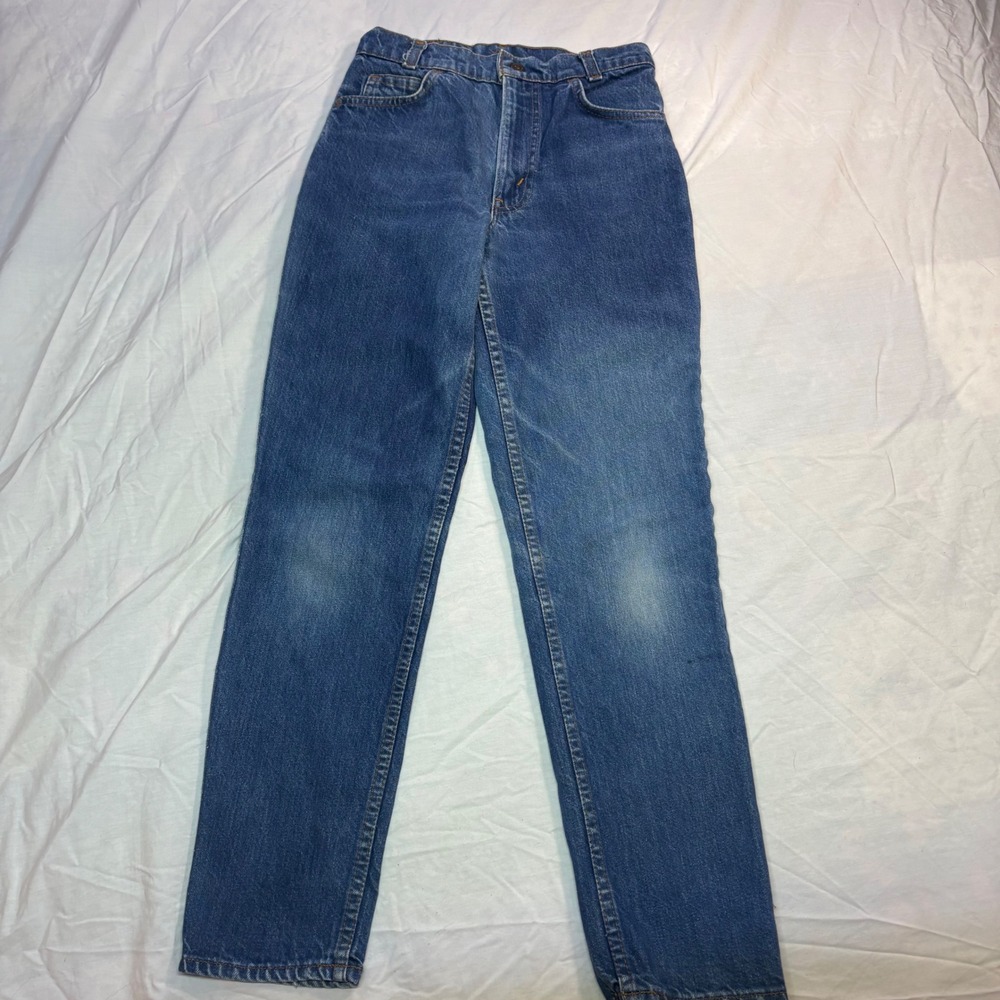 Levi Strauss Kids Blue Denim Jeans Tapered Leg Classic Vintage Orange Tab Sz 12